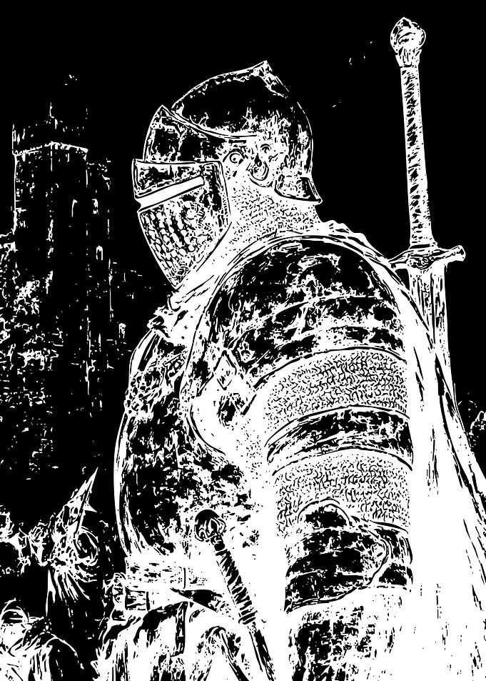Black and White Knight Illustration