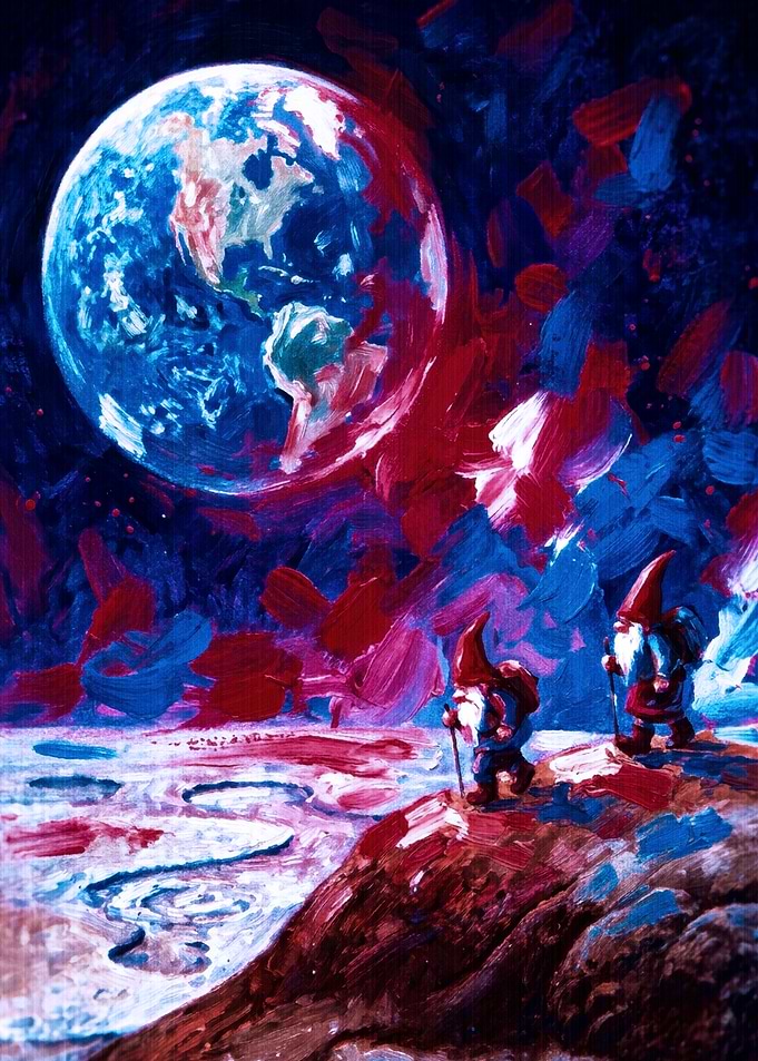 Gnomes Exploring the Lunar Surface