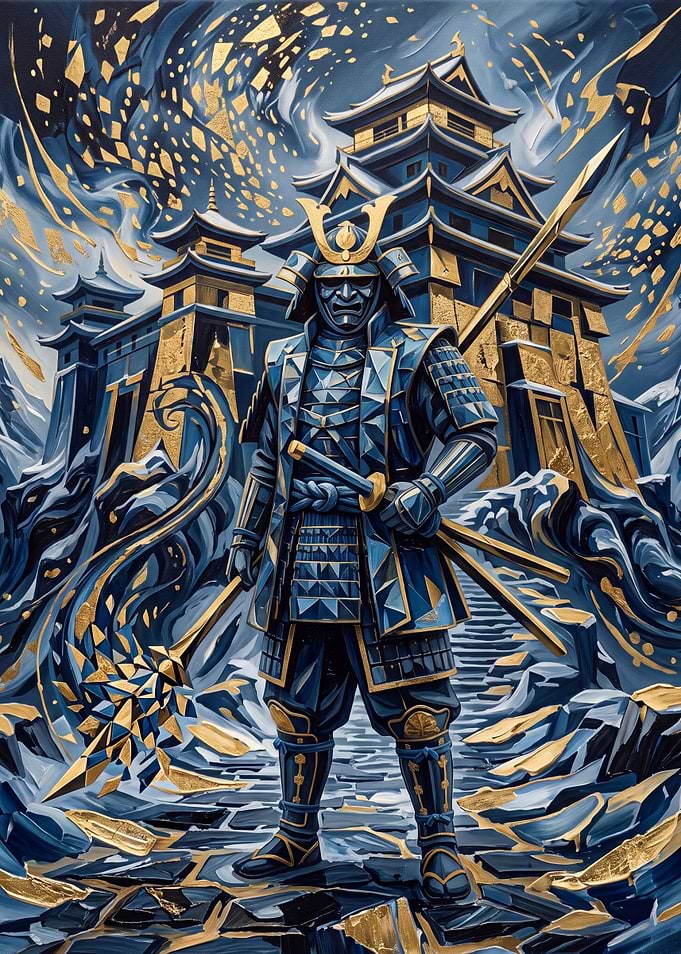Golden Samurai Warrior and Castle
