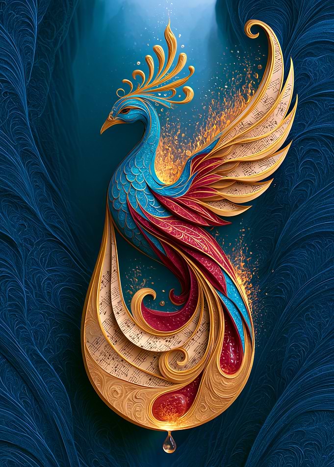 Musical Phoenix Paper Art