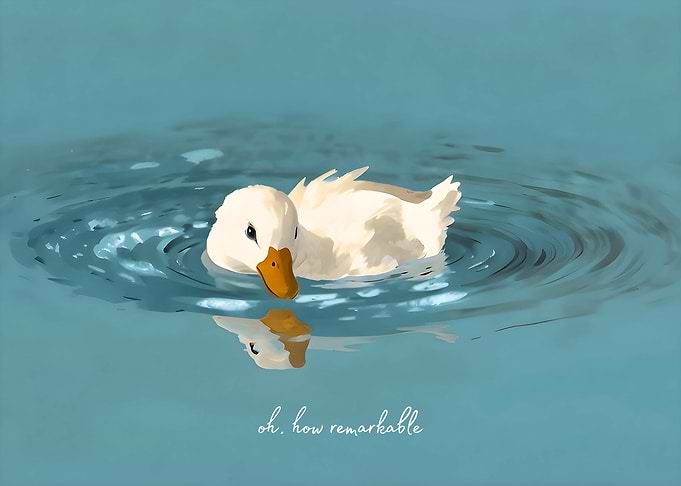 Cute Duck Swimming in Blue Water