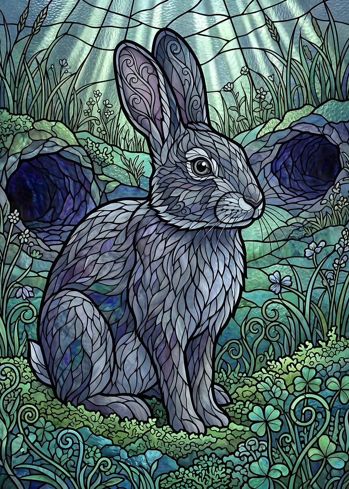 Stained Glass Rabbit in Nature