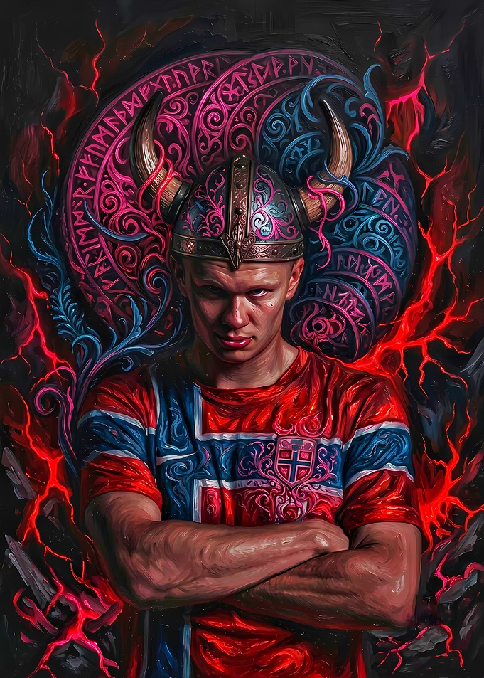 Erling Haaland Viking Warrior Portrait
