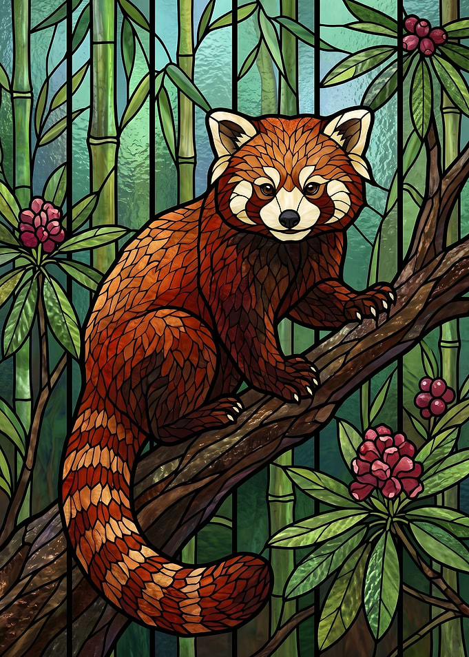 Stained Glass Red Panda Art