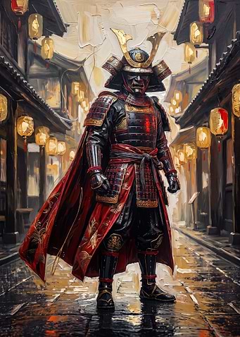 Samurai Warrior in Traditional Street