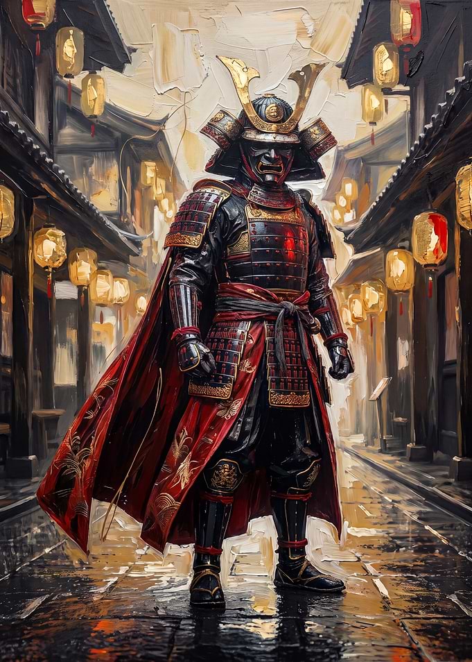 Samurai Warrior in Traditional Street