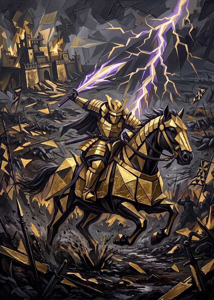Golden Samurai Warrior on Horseback