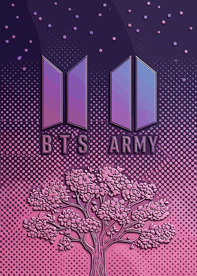 BTS ARMY Logo and Cherry Blossom Tree