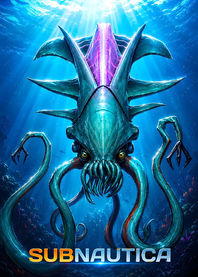 Subnautica Reaper Leviathan Underwater Poster