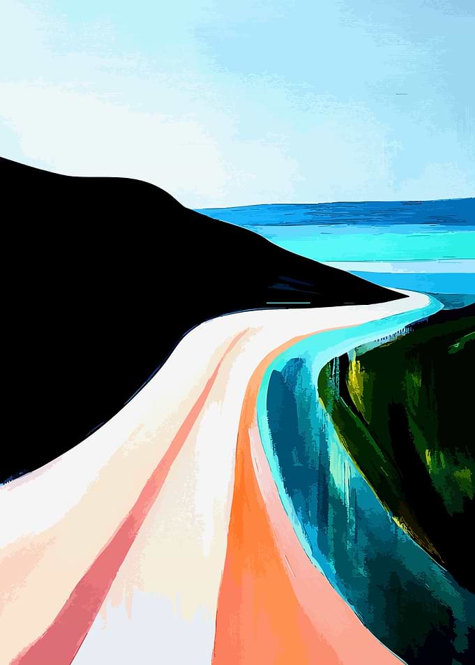 Abstract Coastal Road Landscape