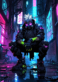 Cyberpunk Anime Character in Neon Alley