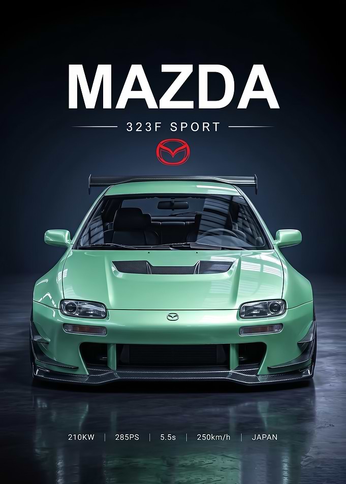 sleek Mazda 323F Sport Poster