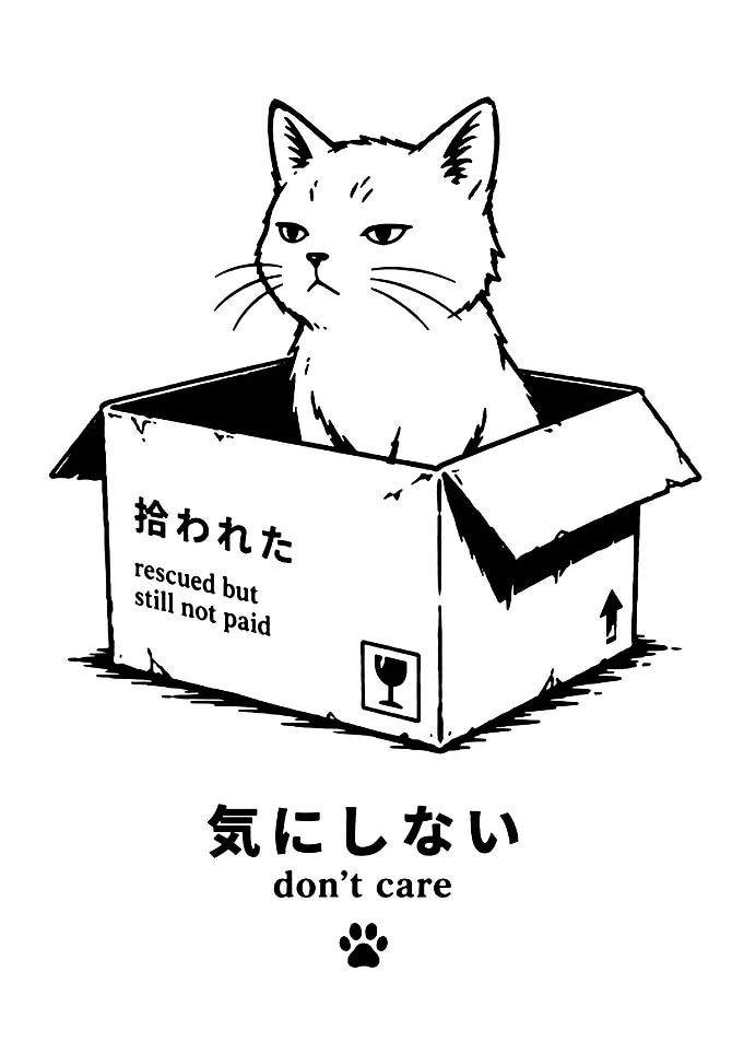 Funny Cat in Box Illustration