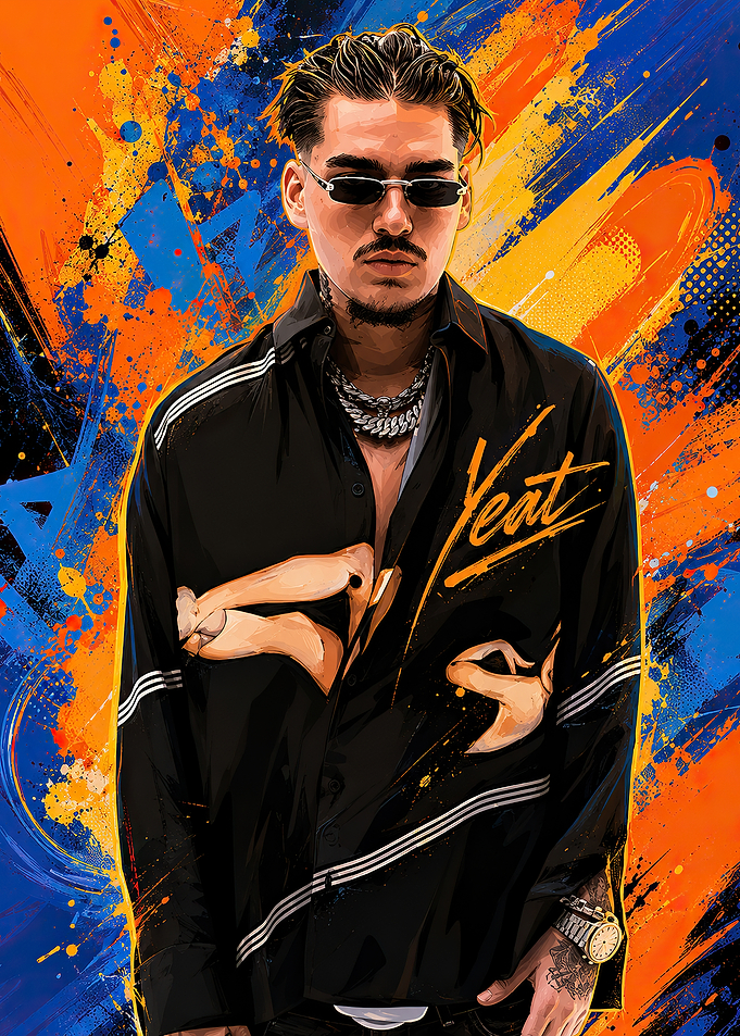 Yeat Portrait with Abstract Art