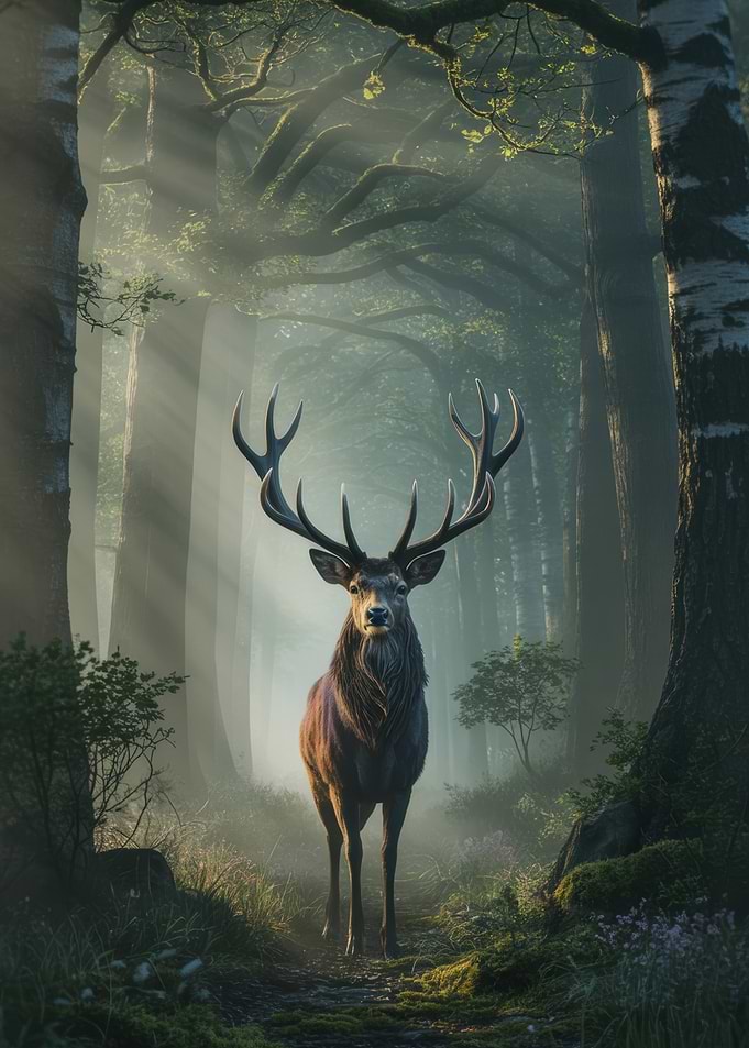 Majestic Stag in Misty Forest
