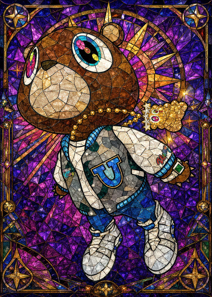 Kanye West Graduation Bear Stained Glass