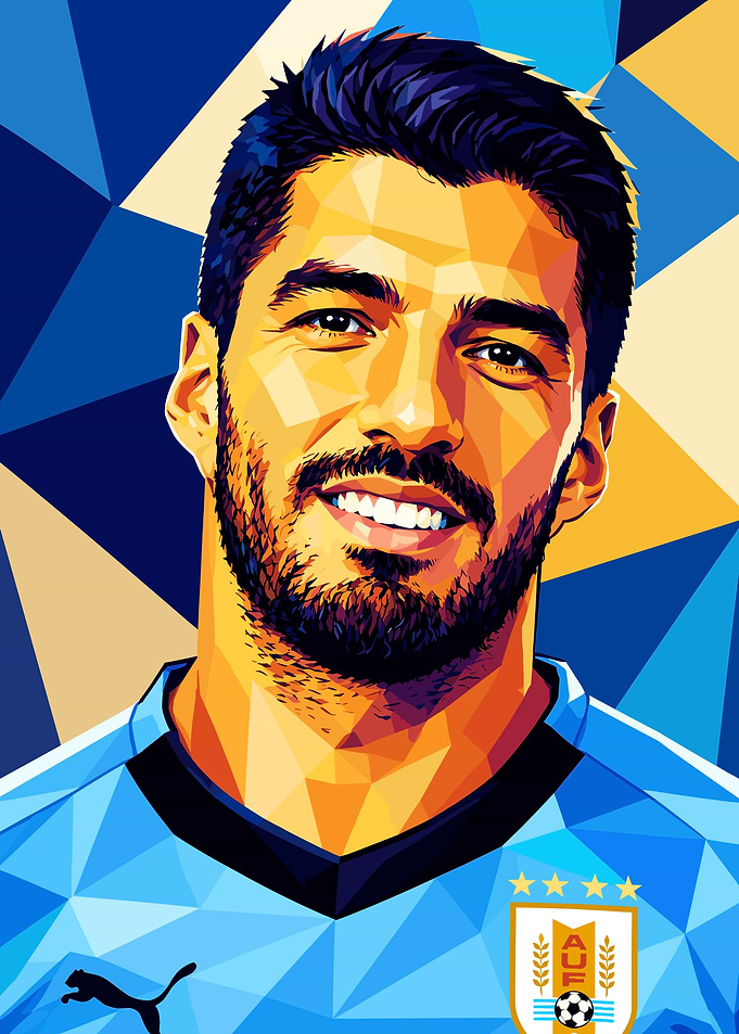 Luis Suarez Low Poly Portrait