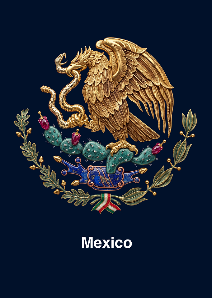 Ornate Mexican Coat of Arms Emblem