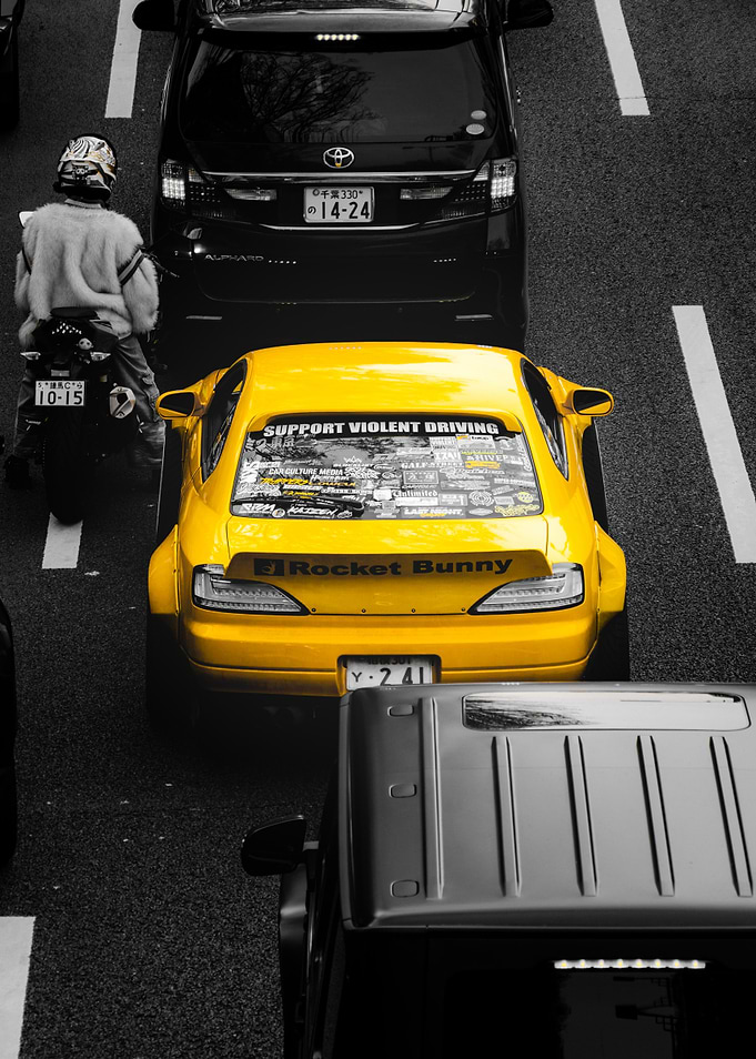Bright Yellow Rocket Bunny Sports Car