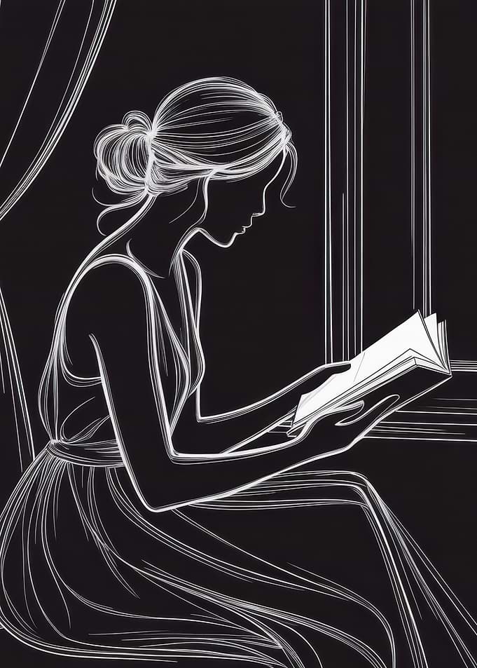 Elegant Woman Reading a Book