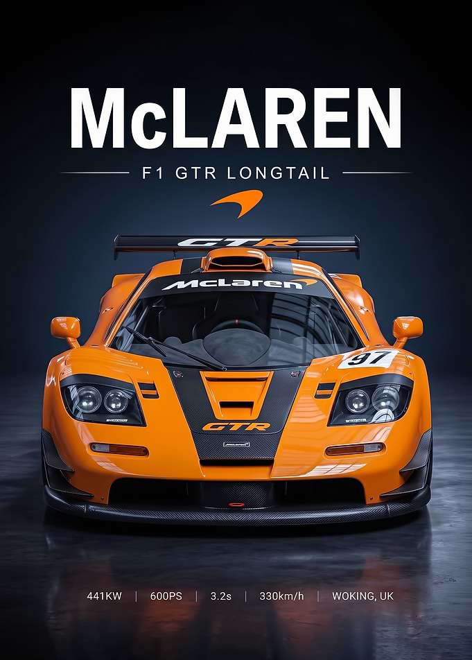 sleek race McLaren F1 GTR Longtail Poster