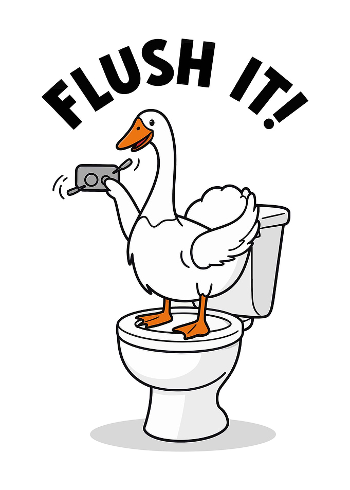 Funny Goose Flushing Toilet Cartoon