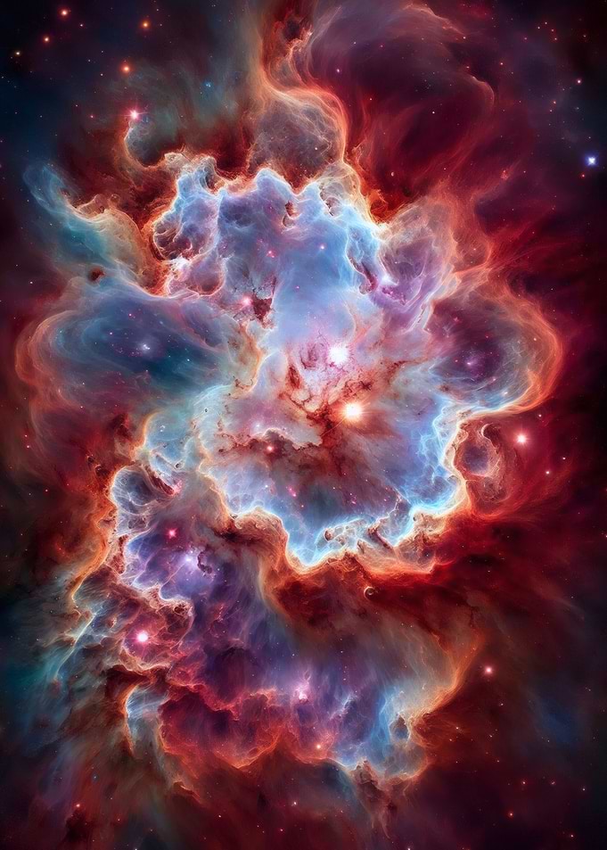 Vibrant Cosmic Nebula Cloud - Interstellar Dust Cloud