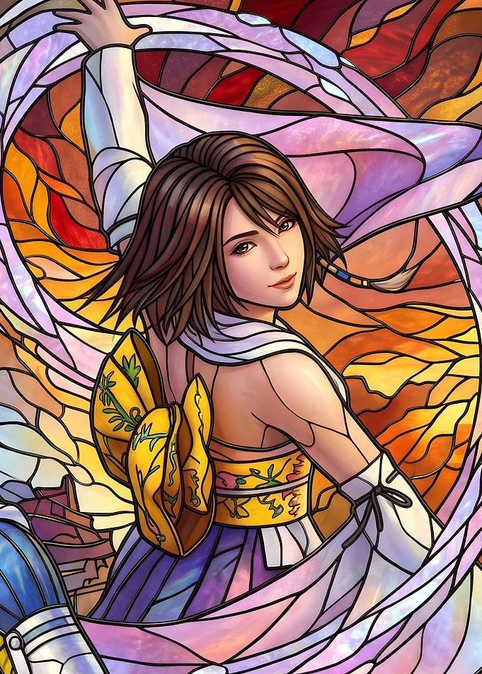 Final Fantasy X Yuna Stained Glass Art