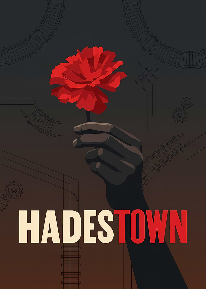 Hadestown Musical Poster with Red Flower
