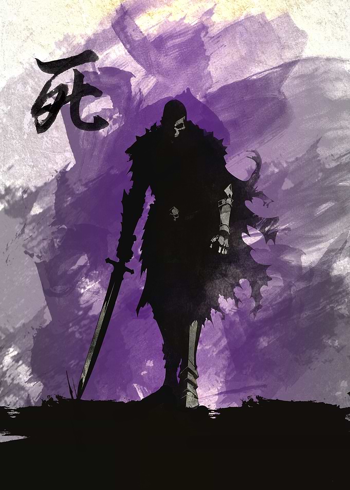 Dark SkullKnight with Sword and Kanji