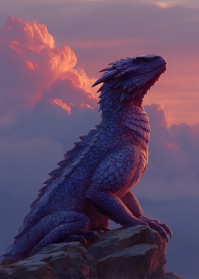 Majestic Purple Dragon at Sunset