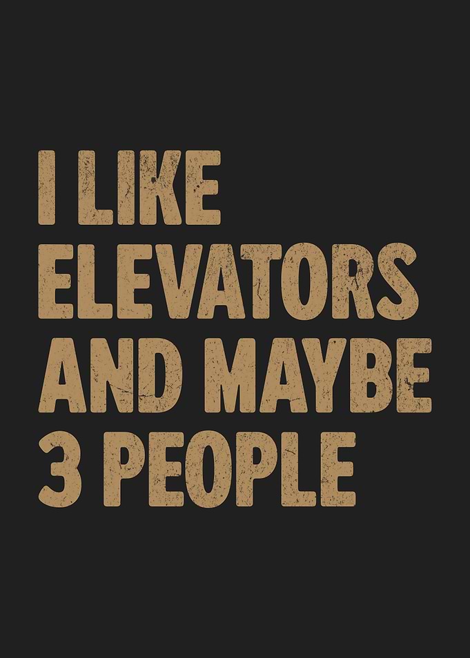I Like Elevators And Maybe 3 People Vintage Typography