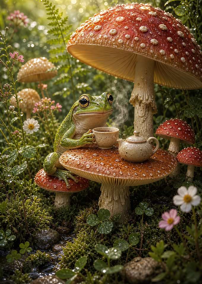 Frog Mushroom Tea Garden