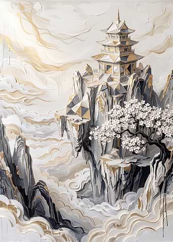 Golden Pagoda on Mountain Peak