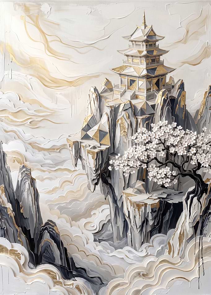 Golden Pagoda on Mountain Peak