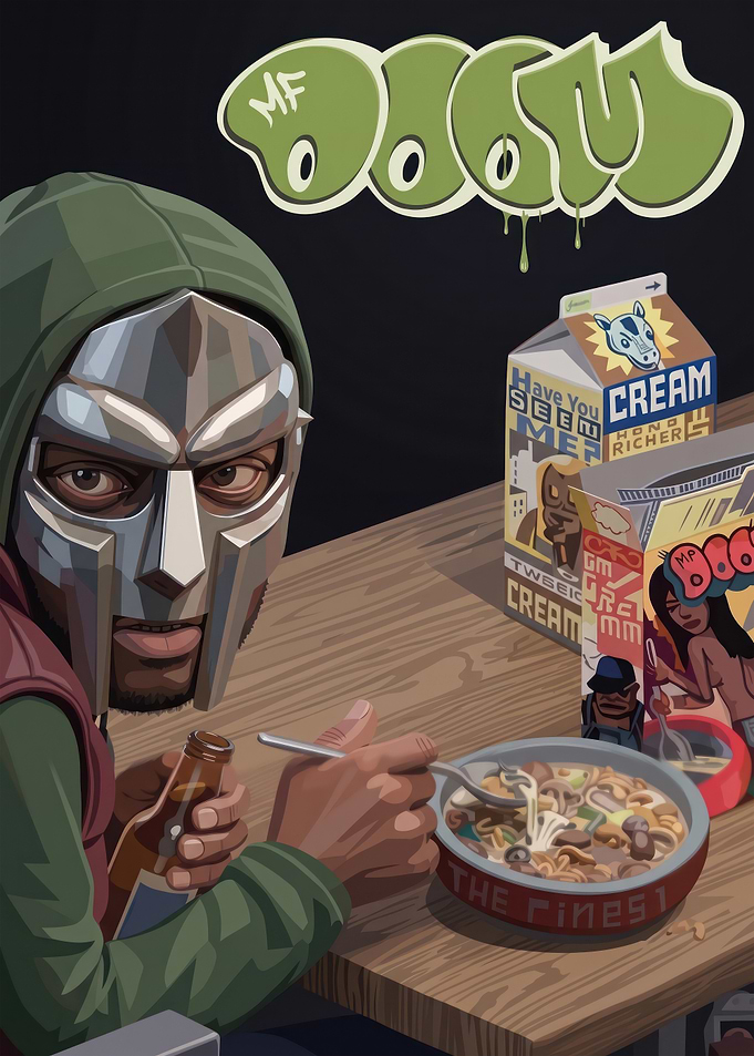 MF DOOM Eating Ramen Illustration