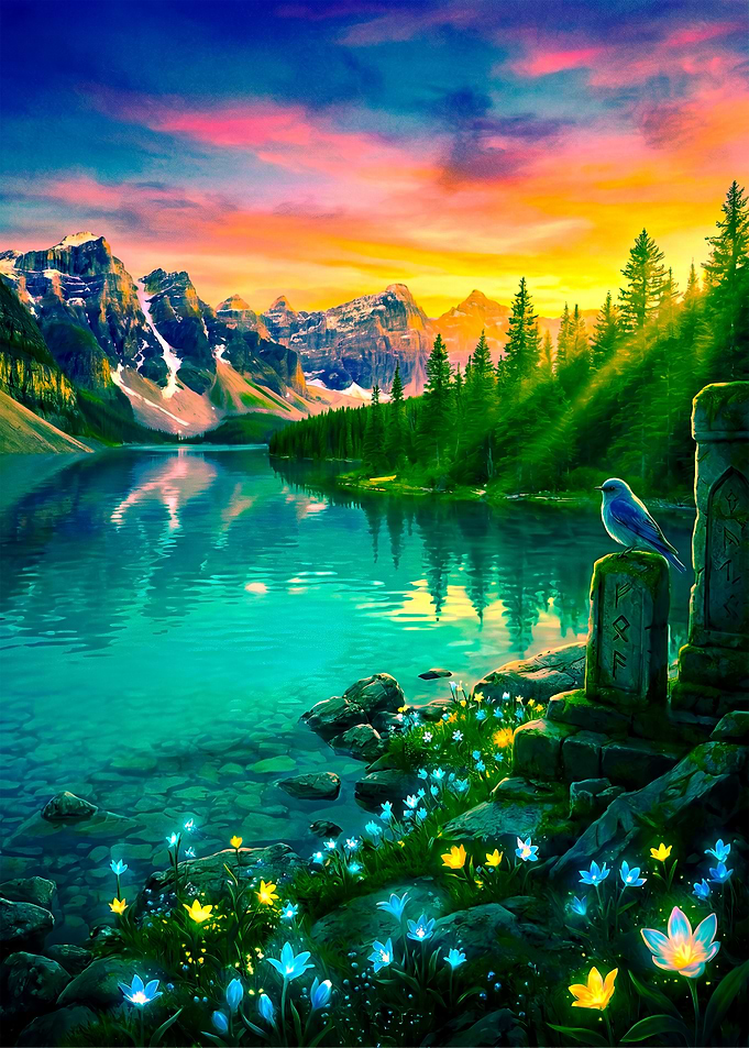 Enchanted Mountain Lake at Sunset