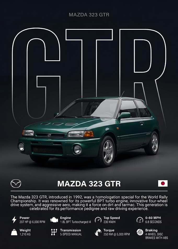 Mazda 323 GTR Automotive Poster
