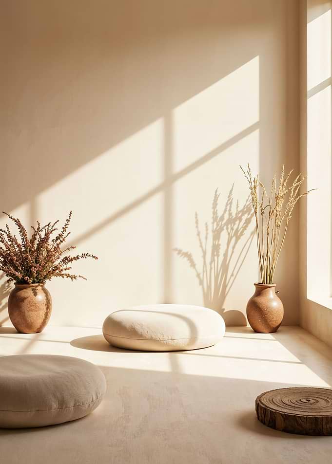 Minimalist Zen Interior with Floor Cushions