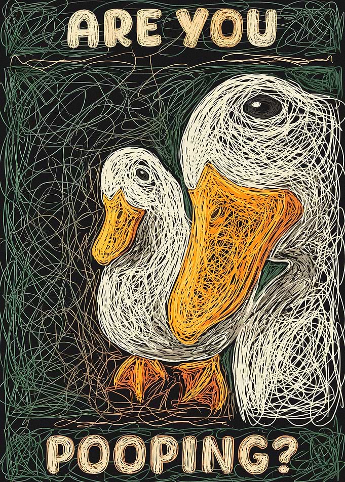 Are You Pooping? Duck Scribble Art