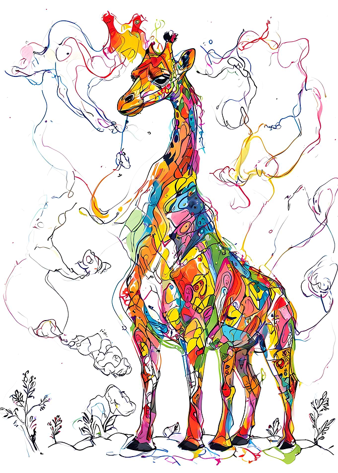 Colorful Abstract Giraffe Art