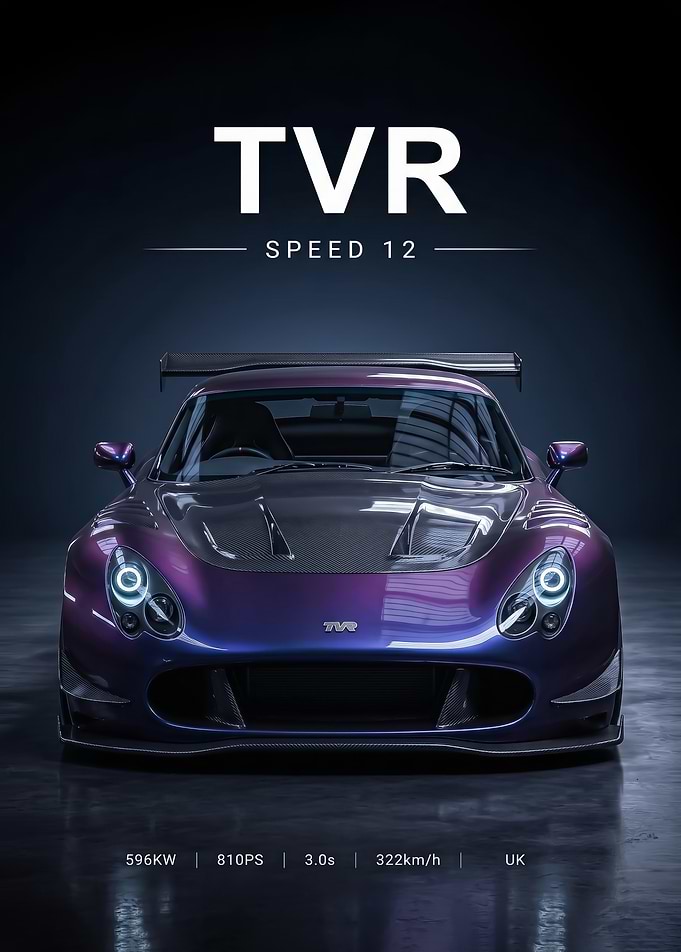 sleek TVR Speed 12 Automotive Poster