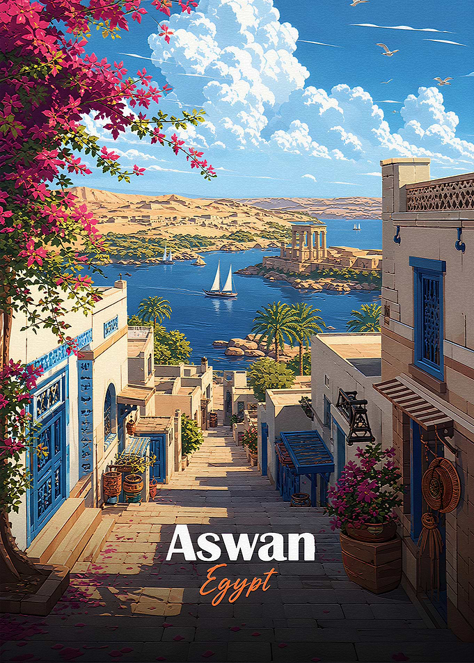 Aswan Egypt Travel Poster