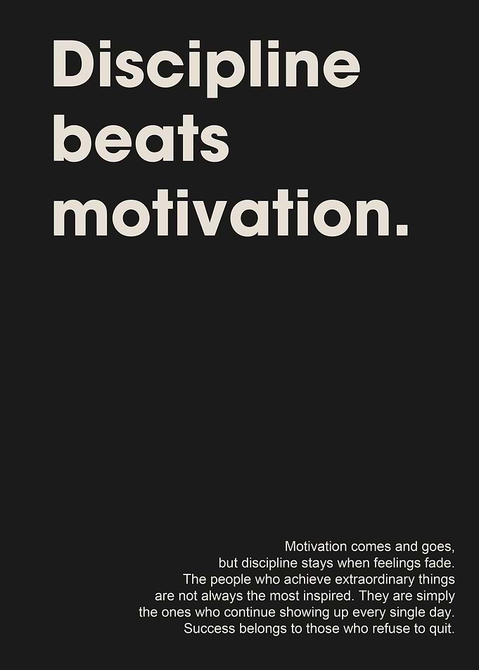 Discipline Beats Motivation Inspirational Quote Poster