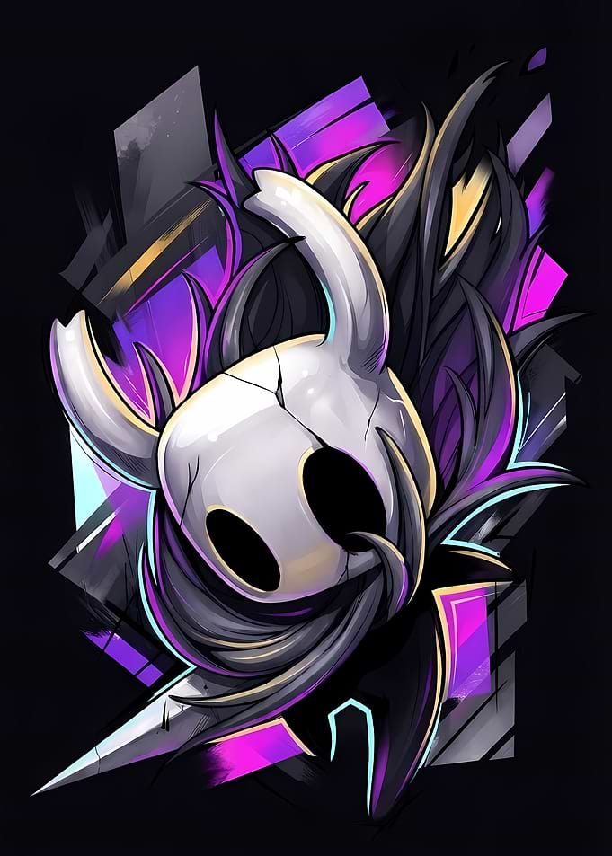 Neon Abstract Portrait of Hollow Knight