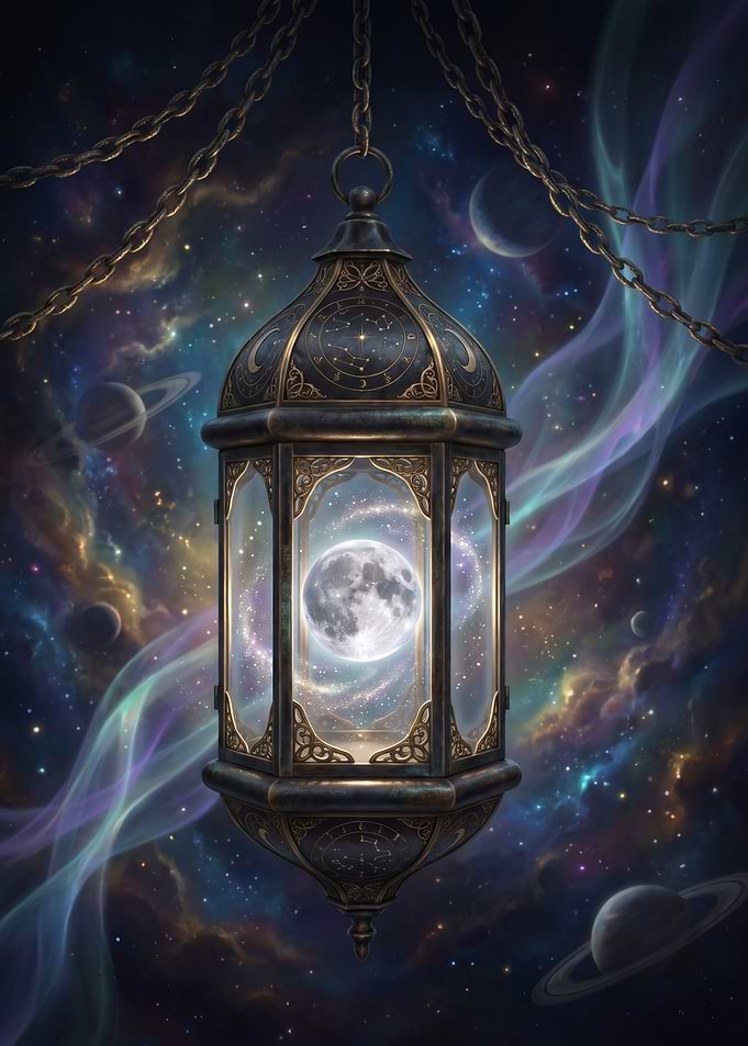 Celestial Moon Lantern in Space