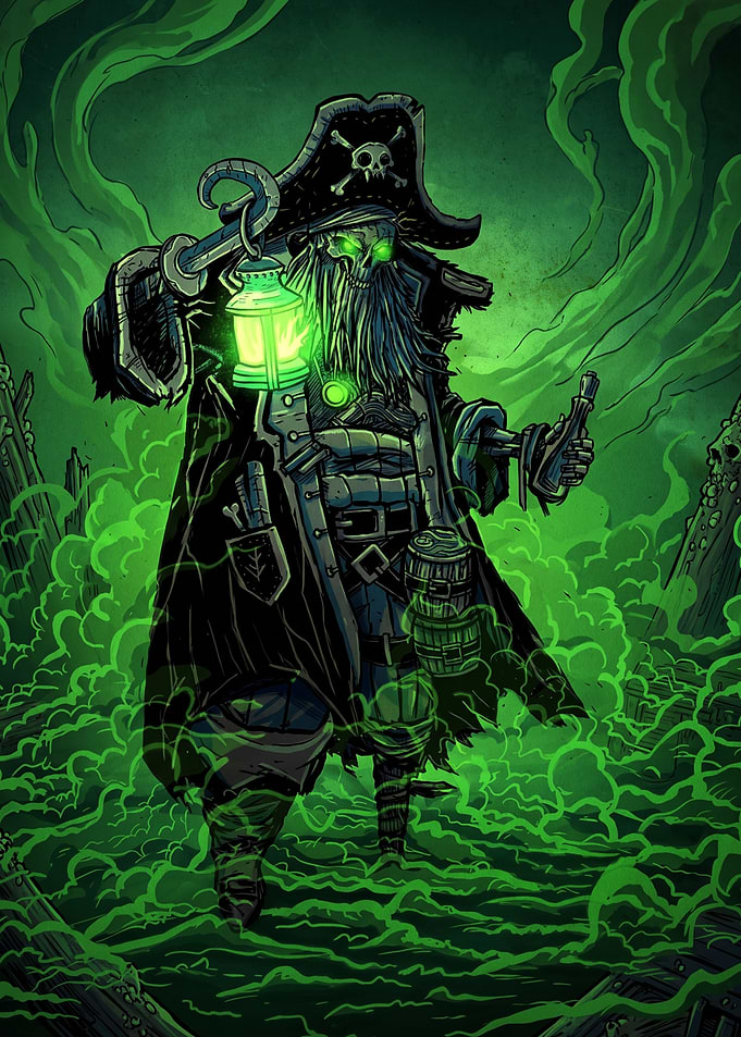 Undead Ghost Pirate with Green Lantern