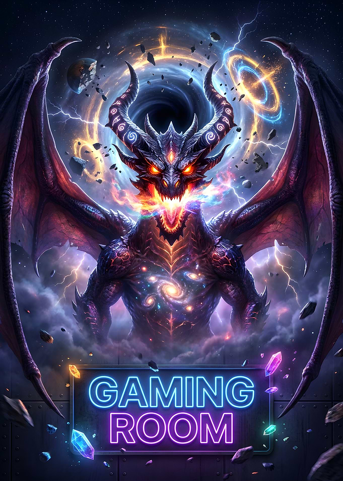 Cosmic Dragon Gaming Room Sign