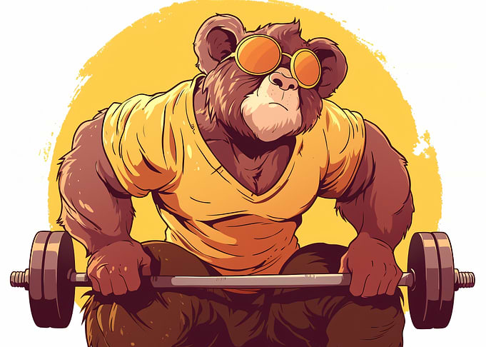 Muscular Bear Lifting Weights