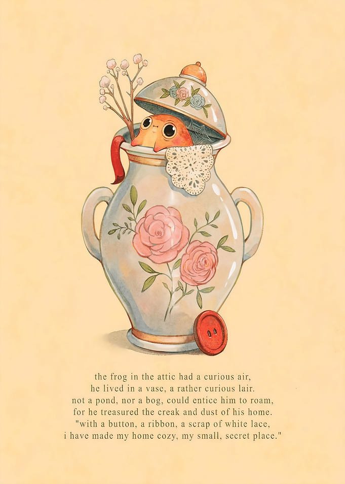 Cute Frog Living in a Vase